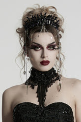 Black Irregular Women's Gothic Crystal Cross Headwear